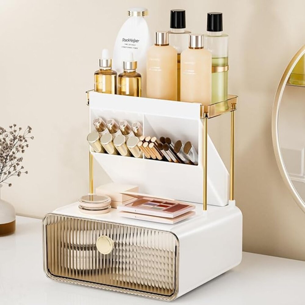 NEW! 2 Tier Makeup Organizer for Vanity Skincare Organizers for Countertop